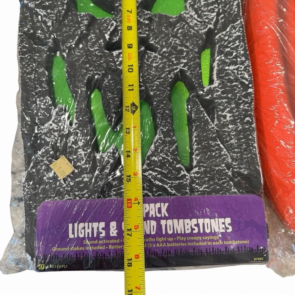 Vintage Halloween Light Up Foam Pumpkins And Tombstones 2 Packs (4 Pieces Total)